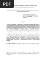 Tradicionalismo Académico y Retos de Investigación Científica en Las Universidades Peruanas