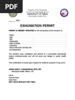 Exhumation Permit