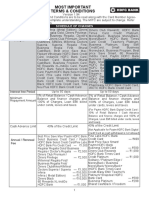 Most Important Terms & Conditions: Schedule of Charges