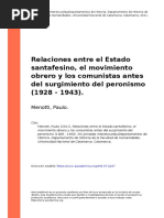 MENOTTI - Relaciones Entre El Estado Santafesino, El Movimiento Obrero y Los Comunistas Antes Del Surgimiento Del Peronismo. 1928-1943