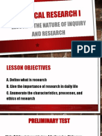 The Nature and Inquiry of Research