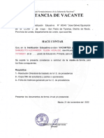 Contancia de Vacante