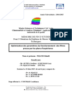 Optimisation Des Paramètres Du Fonctionnement Des Filtres Presse Par Les Plans D'expérience - TIJANE Khalil