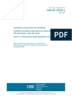 UNE EN 12020-2-2017 Aluminio y Aleaciones de Aluminio. Perfiles Especiales Extruídos. Aleación 6060 y 6063. Tolerancias Dimensionales y de Forma