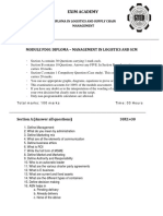 Management in Logistics and SCM New - 100 Marks Question Paper