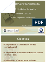 Algoritmos E Programação Aula 2: Unidades de Medida