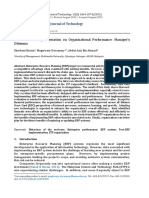 International Journal of Technology: Effect of ERP Implementation On Organizational Performance: Manager's Dilemma