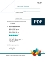 Ctividad Jercicios: Fecha: / / Nombre Del Estudiante