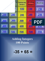 Integers 2 Jeopardy