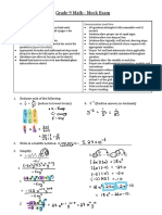 Grade 9 Math - Mock Exam