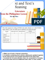 21 Century Literature From The Philippines Lesson 4: Ma'am Mira