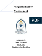 Neurological Disorder Management: Assignment # 1 Name: Uzra Batool Sap Id: 34262 Submitted To: Dr. Hira Jabeen