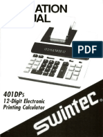 Swintec 401DPs Adding Machine Operations Manual