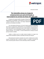 Comunicado - Interrupción de Servicio Por Falta Combustible