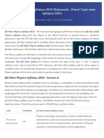 Jee Physics Syllabus