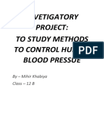 To Study Methods To Control Human Blood Pressure