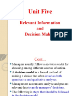 Unit Five: Relevant Information and Decision Making