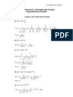 Lista de Exercícios - Derivadas Das Funções Trigonométricas Inversas