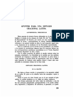 Apuntes para Una Sintaxis Oracional Latina: Mático, La Unidad Sintáctica Es UN VERBO EN FORMA PERSONAL