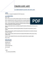 Linked List Adt: Ex - No 10 A) Array Implementation of List Adt Aim: Algorithm