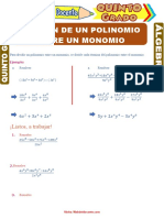 División de Un Polinomio Entre Un Monomio para Quinto Grado de Primaria