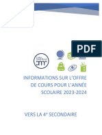 Informations Sur L'Offre de Cours Pour L'Année SCOLAIRE 2023-2024