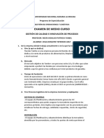 Examen de Medio Curso: Gestión de Calidad E Innovación de Procesos