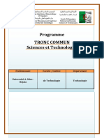 Programme Tronc Commun Sciences Et Technologies: Etablissement Faculté / Institut Département