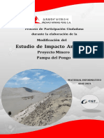 Estudio de Impacto Ambiental: Proyecto Minero Pampa Del Pongo