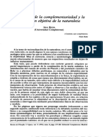 La Filosofla de La Complementariedad y La Descripción Objetiva de La Naturaleza