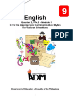 English: Quarter 2, Wk.3 - Module 1 Give The Appropriate Communicative Styles For Various Situations