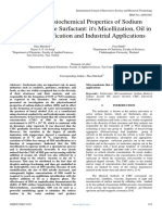 Study of Physiochemical Properties of Sodium Dodecyl Sulphate Surfactant It's Micellization, Oil in Water Emulsification and Industrial Applications