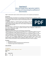 Experiment-3 Applying Correlation and Simple Linear Regression Model To Real Data Set Computing and Interpreting The Coefficient of Determination