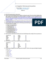 Introduction To Linguistics: Final Exam Practice Questions: Tnagano@gc - Cuny.edu