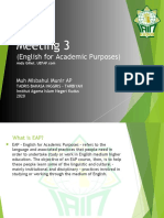 ESP Meeting 3: (English For Academic Purposes)