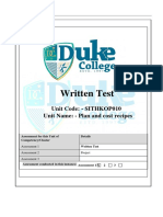 Written Test: Unit Code: - SITHKOP010 Unit Name: - Plan and Cost Recipes