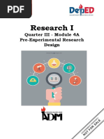 Research I: Quarter III - Module 4A Pre-Experimental Research Design