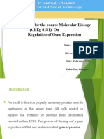 Assignment For The Course Molecular Biology (Cheg 6181) On Regulation of Gene Expression