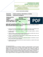 Macroproceso Docencia: Acta de Concertación Académica (Plan de Espacio Académico) Pregrado O Posgrado