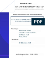 RECHERCHE REI Thème4 (Les Politiques Commerciales Et Les Débats Sur Les Effets de L'ouverture Sur L'extérieur) Groupe7