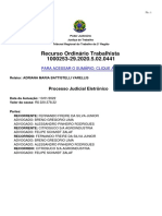 Recurso Ordinário Trabalhista 1000253-29.2020.5.02.0441: Processo Judicial Eletrônico