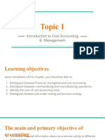 Topic 1: Introduction To Cost Accounting & Management