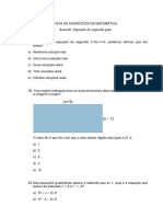 Lista de Exercícios de Matemática