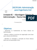 Unidade 2 - Abordagem Clássica Da Administração - Teoria Clássica