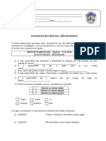 Avaliação de Ciências Matéria