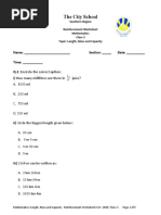 Class 3 Reinforcement Worksheet Length Mass and Capacity