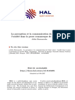 La Perception Et La Communication de L'objet Valeur: L'oralité Dans La Prose Romanesque de Amadou Koné