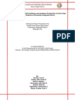 Quantitative Research: Relationship Between Self Confidence and Academic Productivity of Senior High School Students at Pinamukan Integrated School