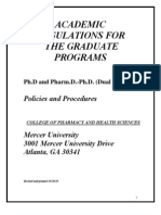 Academic Regulations For The Graduate Programs: Policies and Procedures