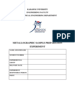 Metallographic Sample Preparation Experiment: Karabuk University Engineering Faculty Mechanical Engineering Department